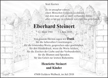 Traueranzeige von Eberhard Steinert 