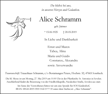 Traueranzeige von Alice Schramm 