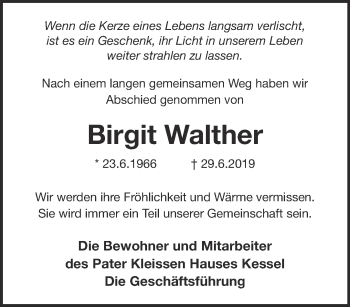 Traueranzeige von Birgit Walther 