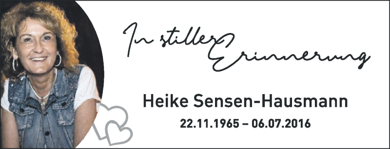  Traueranzeige für Heike Sensen-Hausmann vom 06.07.2019 aus 