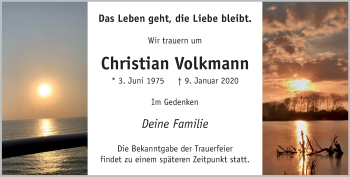Traueranzeige von Christian Volkmann 