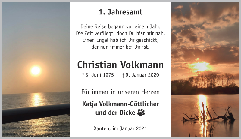  Traueranzeige für Christian Volkmann vom 09.01.2021 aus 