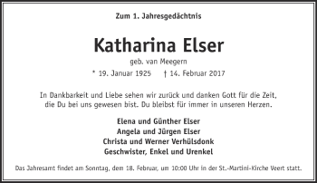 Traueranzeige von Katharina Elser 