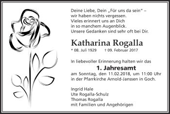 Traueranzeige von Katharina Rogalla 