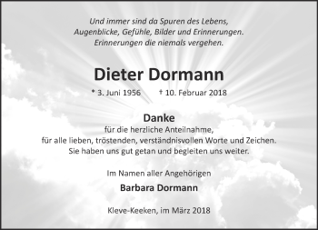Traueranzeige von Dieter Dormann 