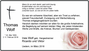 Traueranzeige von Thomas Wolf 