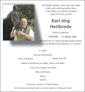Traueranzeige von Karl Jörg Heitbrede 