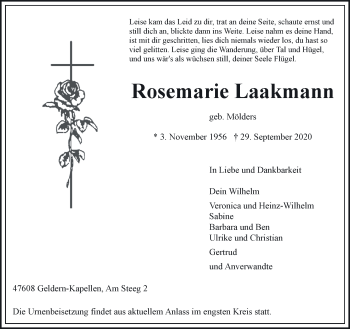 Traueranzeige von Rosemarie Laakmann 