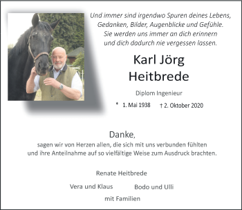 Traueranzeige von Karl Jörg Heitbrede 