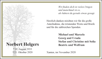 Traueranzeige von Norbert Helgers 