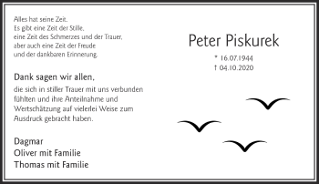 Traueranzeige von Peter Piskurek 