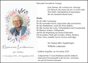 Traueranzeige von Rosemarie Laakmann 
