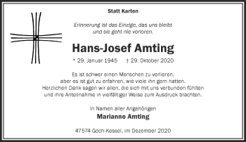Traueranzeige von Hans-Josef Amting 