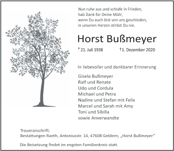 Traueranzeige von Horst Bußmeyer 