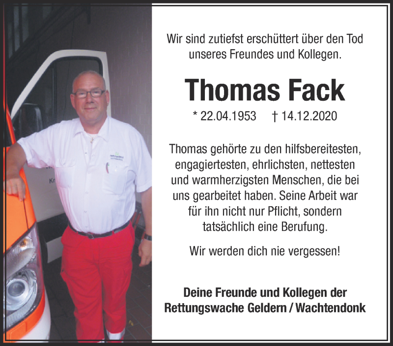  Traueranzeige für Thomas Fack vom 19.12.2020 aus 