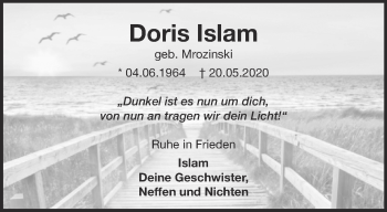 Traueranzeige von Doris Islam 