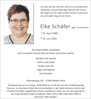 Traueranzeige von Elke Schäfer 