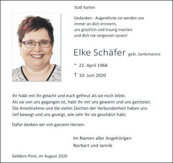 Traueranzeige von Elke Schäfer 