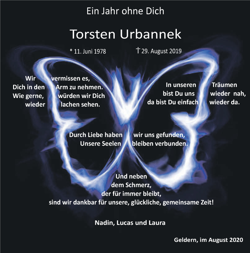  Traueranzeige für Torsten Urbannek vom 29.08.2020 aus 