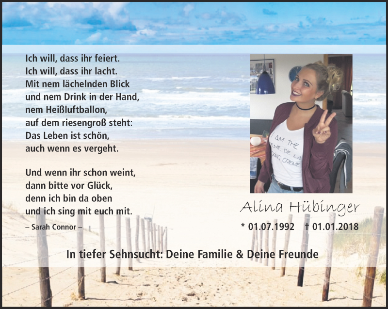  Traueranzeige für Alina Hübinger vom 02.01.2021 aus 
