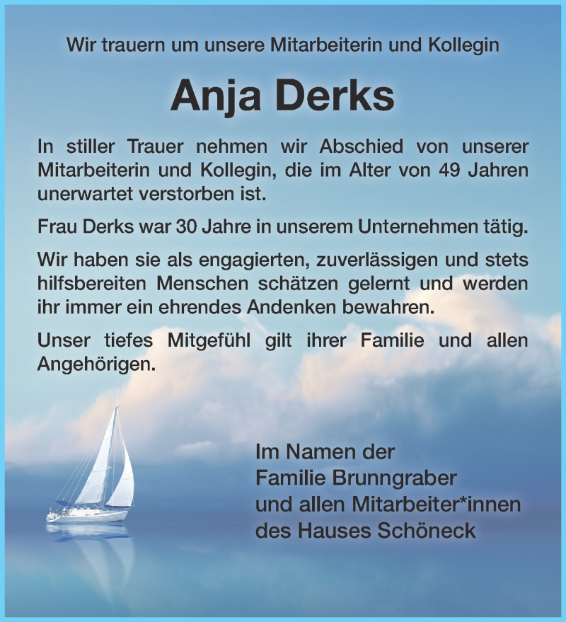  Traueranzeige für Anja Derks vom 27.01.2021 aus 
