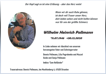 Traueranzeige von Wilhelm Heinrich Pollmann 