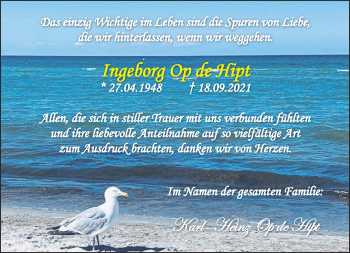 Traueranzeige von Ingeborg Op de Hipt 
