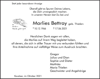 Traueranzeige von Marlies Bettray 