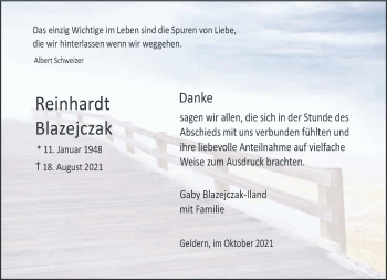 Traueranzeige von Reinhardt Blazejczak 