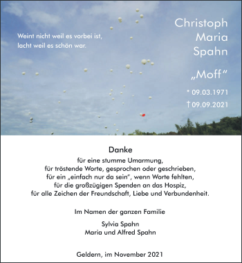 Traueranzeige von Christoph Maria Spahn 