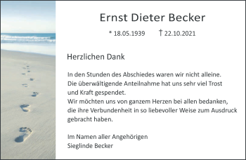 Traueranzeige von Ernst Dieter Becker 