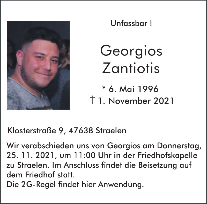  Traueranzeige für Georgios Zantiotis vom 24.11.2021 aus 