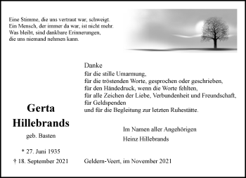 Traueranzeige von Gerta Hillebrands 