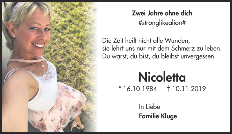 Traueranzeige für Nicoletta Germes vom 13.11.2021 aus 