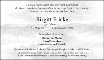 Traueranzeige von Birgitt Fricke 