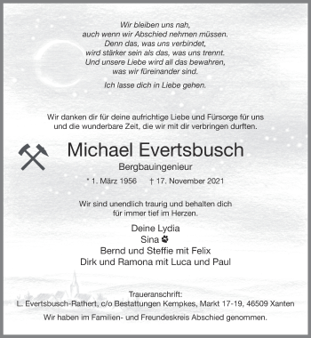 Traueranzeige von Michael Evertsbusch 