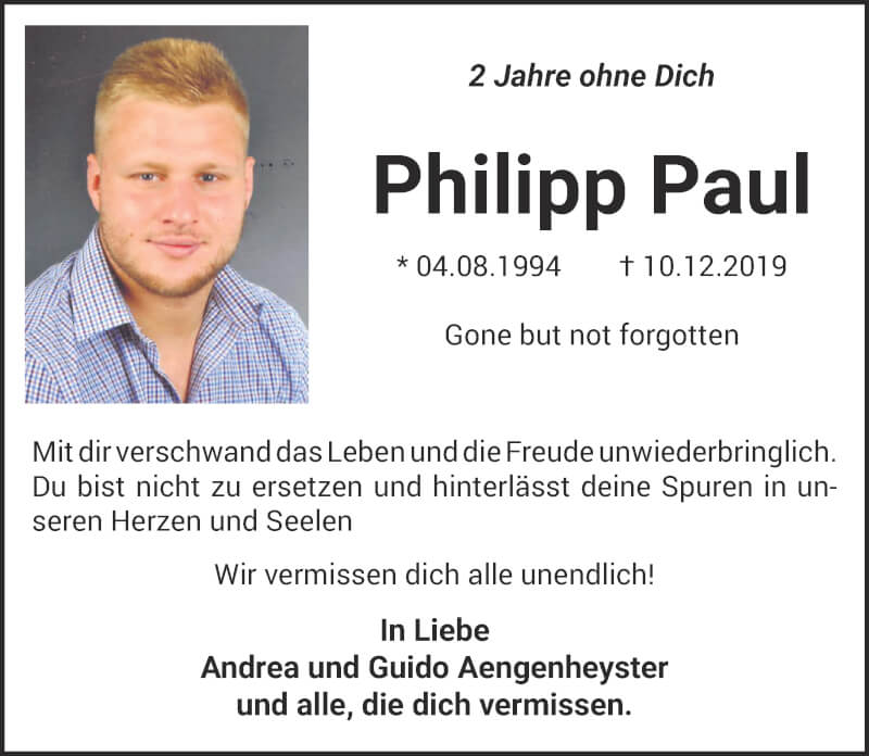  Traueranzeige für Philipp Paul vom 11.12.2021 aus 