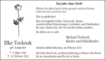 Traueranzeige von Elke Tockook 