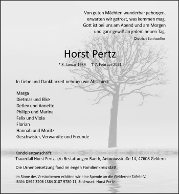 Traueranzeige von Horst Pertz 