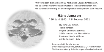 Traueranzeige von Häns Janssen 