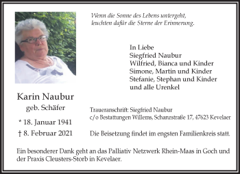 Traueranzeige von Karin Naubur 