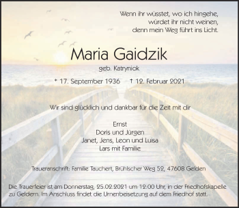 Traueranzeige von Maria Gaidzik 