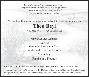 Traueranzeige von Theo Beyl 