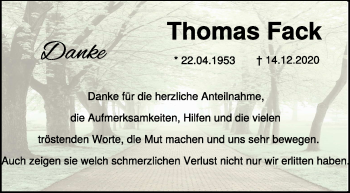 Traueranzeige von Thomas Fack 