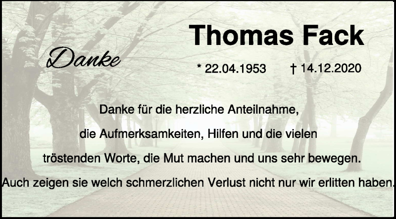  Traueranzeige für Thomas Fack vom 27.02.2021 aus 