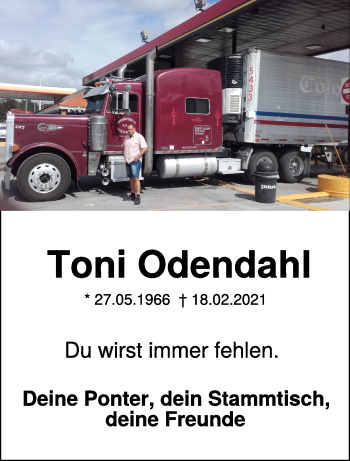 Traueranzeige von Toni Odendahl 