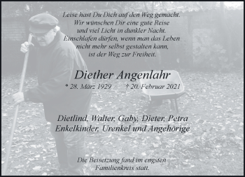 Traueranzeige von Diether Angenlahr 