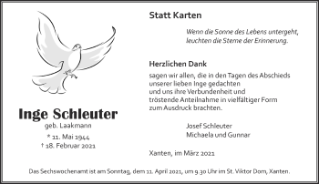 Traueranzeige von Inge Schleuter 