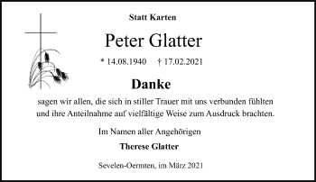 Traueranzeige von Peter Glatter 