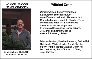 Traueranzeige von Wilfried Zehm 